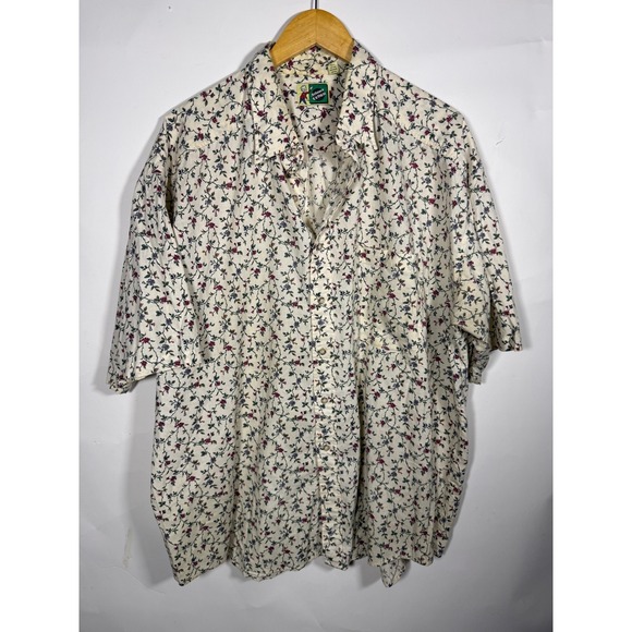 Johnny Cotton Other - Johnny Cotton Vintage Floral Vine Button Down Shirt Mens XL Made in USA Cream